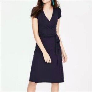 Boden Jersey Wrap Navy Dress